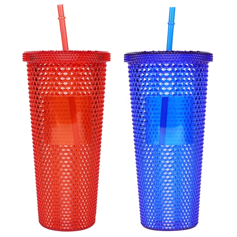 amazon top seller 2022 Matte Rivets Plastic Tumbler with Lid and Straw, 24OZ/710ML, Customizable DIY Cold Cup