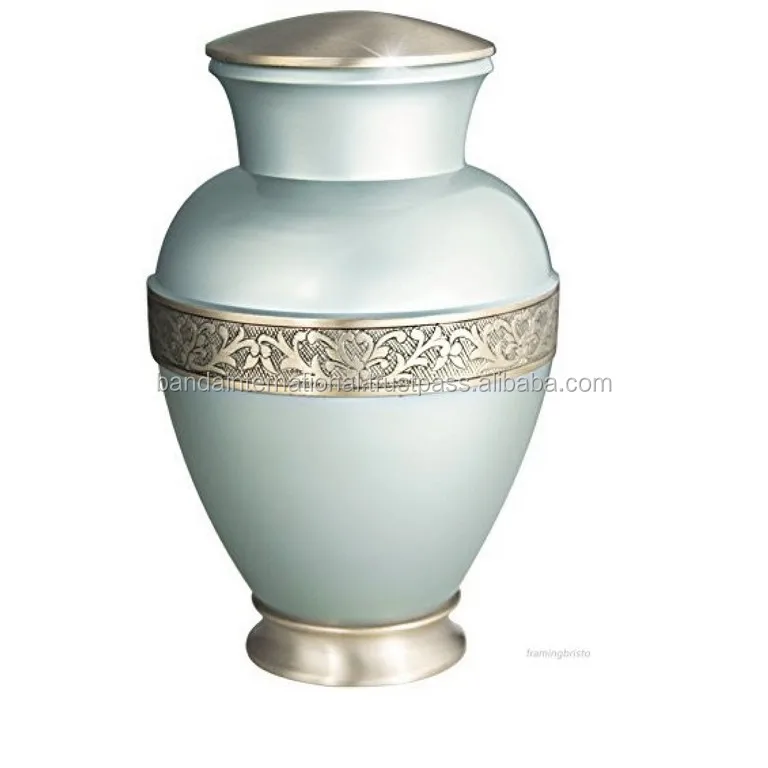 Beautiful Pink Rose Brass Funeral Urns For Cremation Use With Nickel Finished Made In Indian Hand Made