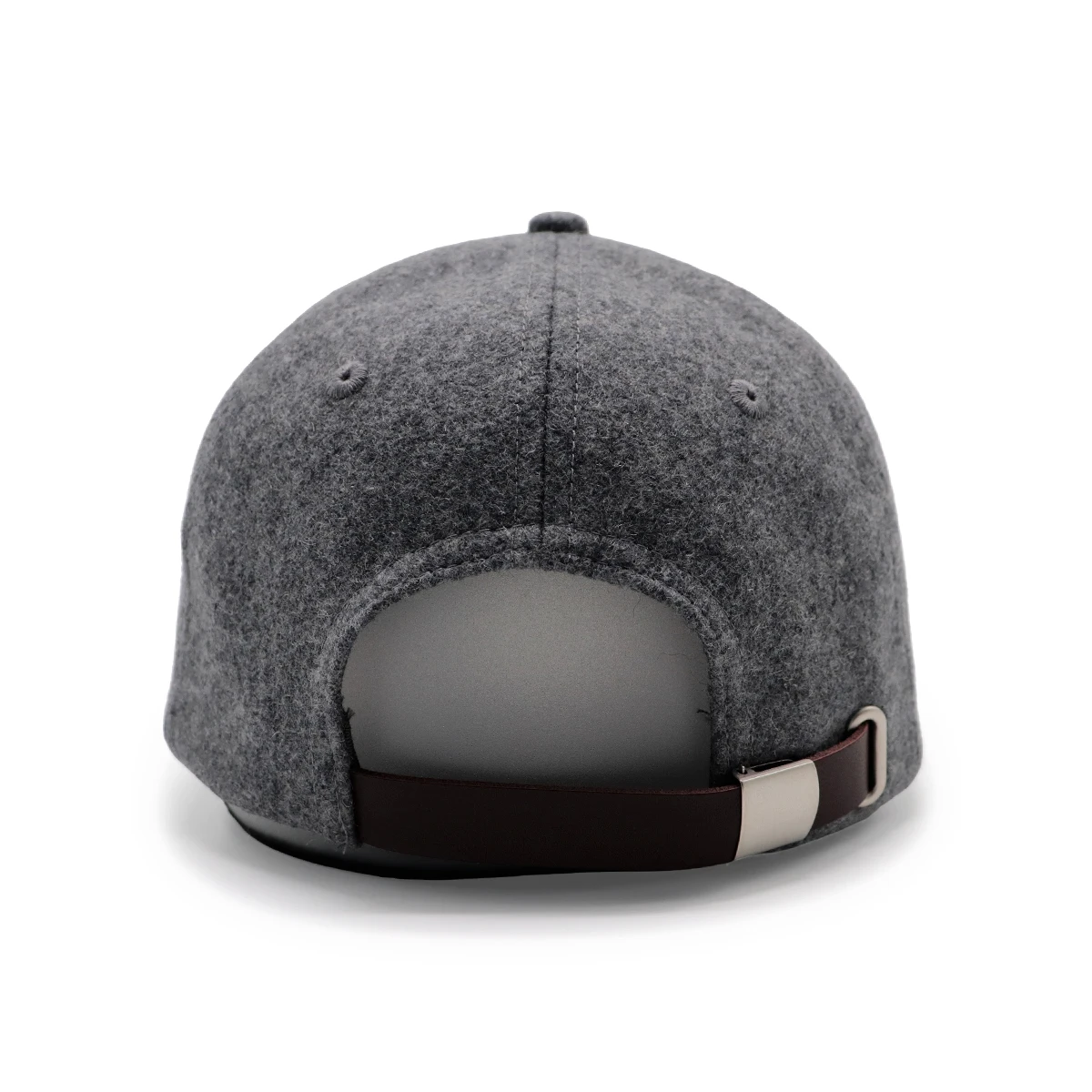 Leather Strap Metal Buckle Unstructured Winter Wool Blended Baseball Cap 6 panel Felt Applique embroidery Dad Hat