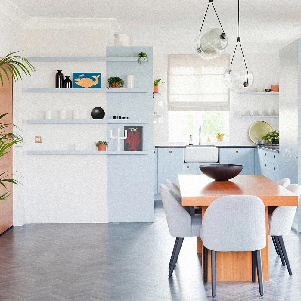 Modern fresh style  Kitchen Cabinet Solid Wood Cuisine Complete Free Kitchen Design Mediterranean Sea style kitchen cabinet
