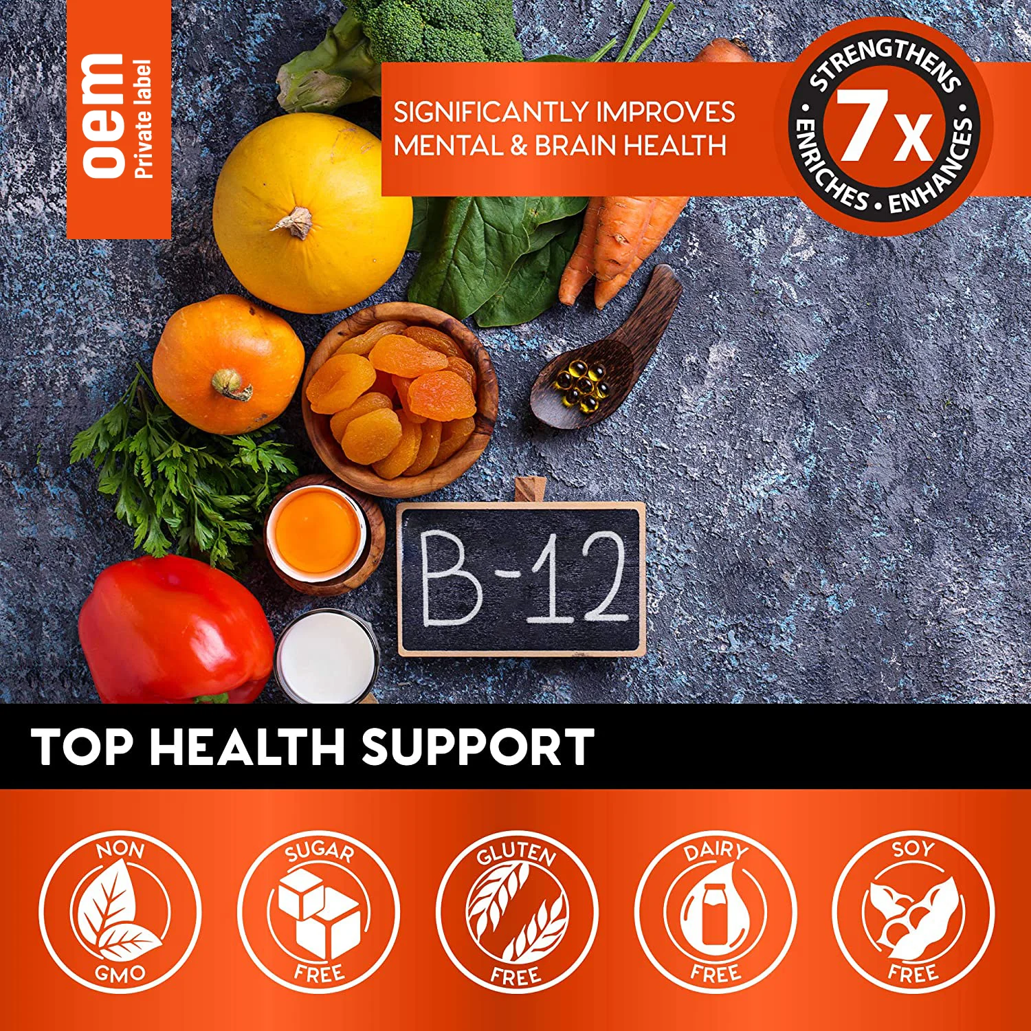 OEM Vitamin B12 Liquid Drops Sublingual 5000mcg Methyl & Methylcobalamin Supplements for Women and Men, Mood & Energy Booster