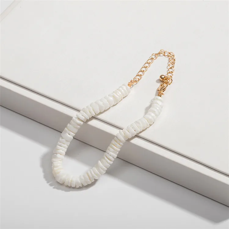 Гавайский богемный сломанный Cowrie Shell ожерелье белое Puka с регулируемой