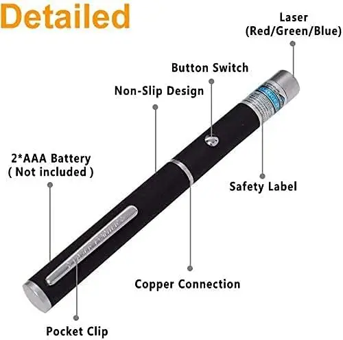 Red Green Purple Interactive LED Cat Laser Pointer Pen Powered by 2 AAA Battery