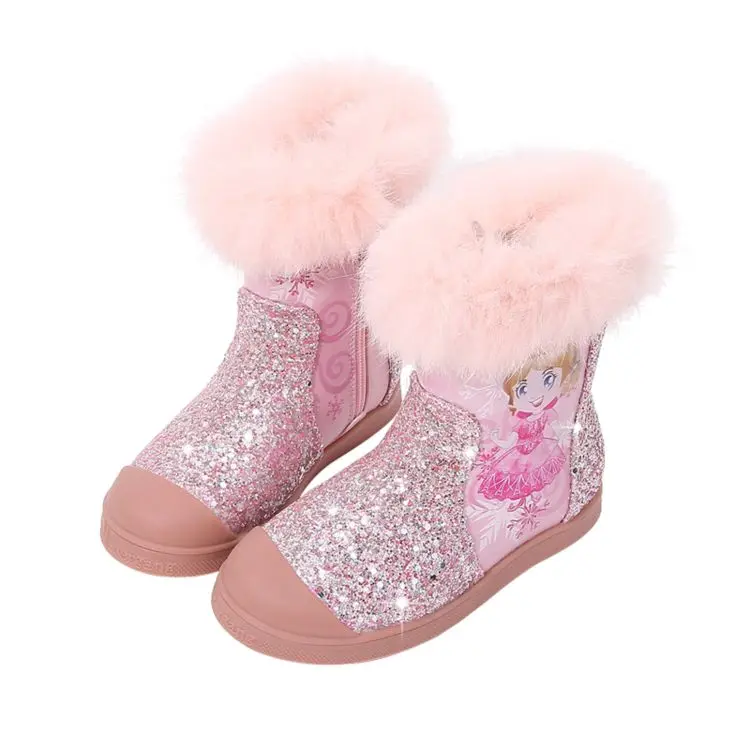 
Hot Sale Professional Low Price Short Tube Cartoon Fur Princess Snow Boots 