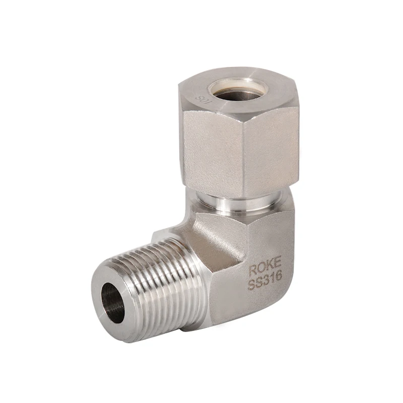 Parker style ss304/316 stainless steel single ferrule male thread elbow tube fittings hydraulic fittings