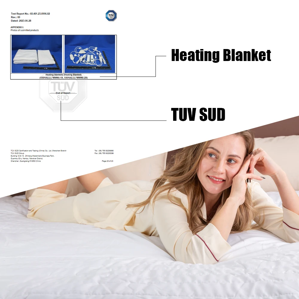 200*90cm Cotton fabric (upper side)& Non-woven fabric (lower side) 220V King size Electric under blanket heat mattress pad