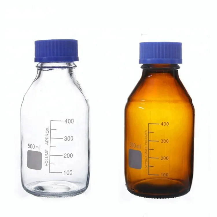 100ml Laboratory glassware 250ml Reagent Bottle with Blue GL45 Screw Clean transparent amber Boro 3.3 media bottle