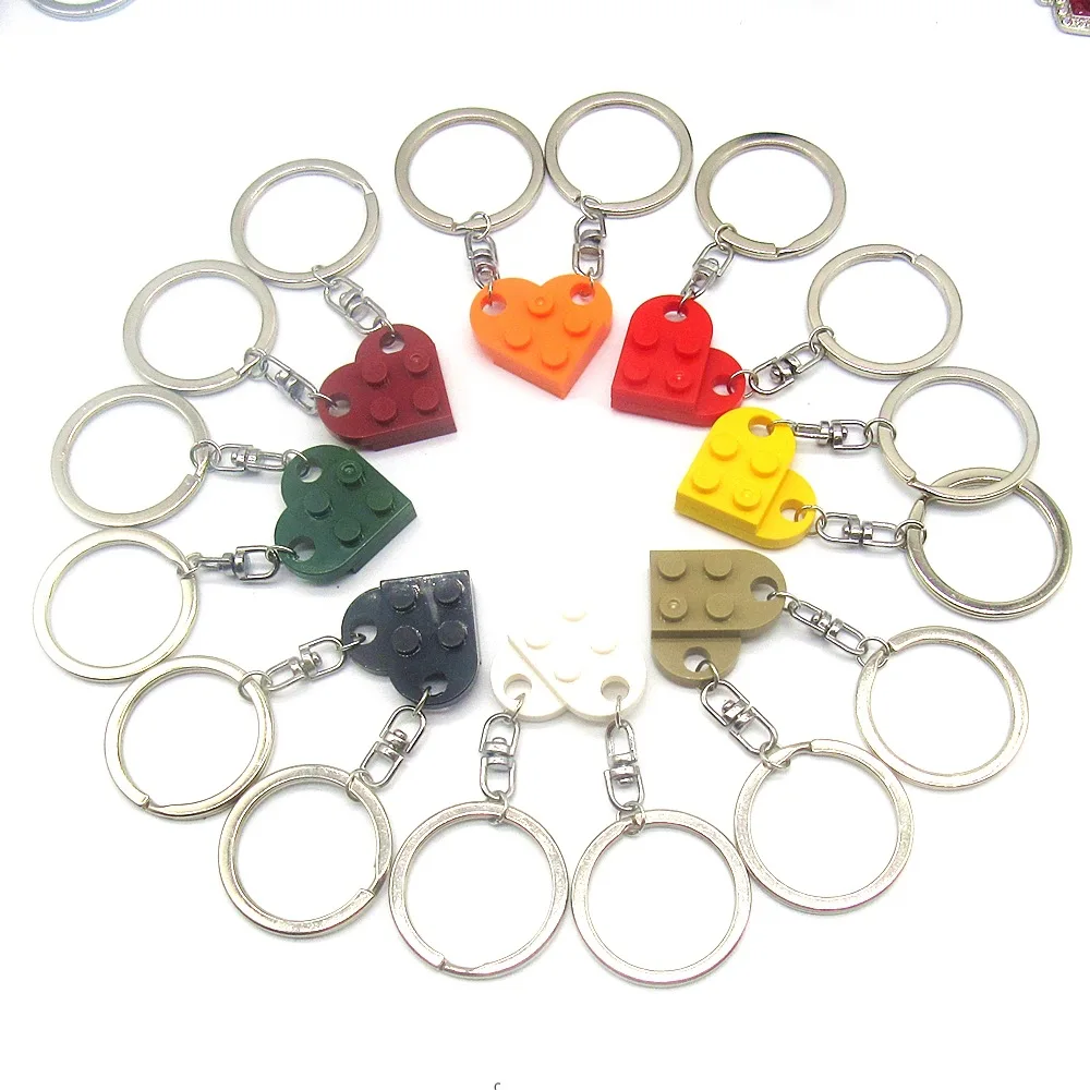 Colorful Brick Keychain Couple Gifts Friendship Keychain 2pcs Matching Heart Keychain Girlfriend Boyfriend Gifts for Women