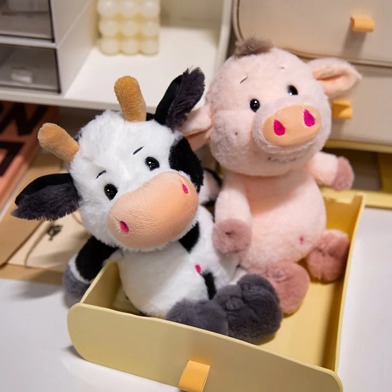 Custom Cute Kids Farm Animals Soft Plush Cow Plush Toy Custom Cow Pig Plush Animal Toys Suitable for Children Holiday Gifts