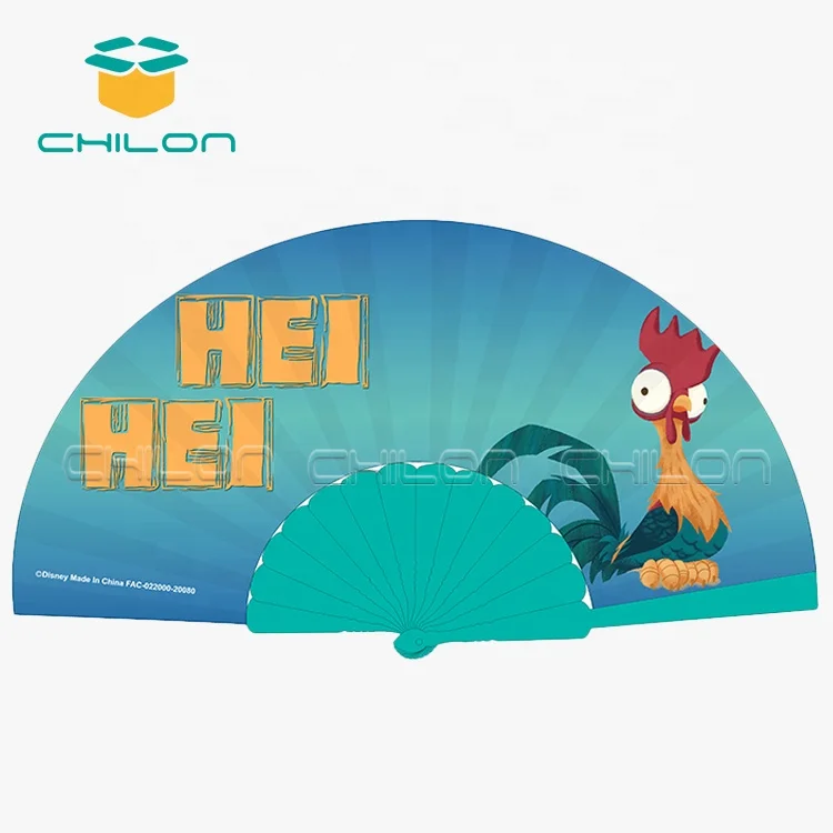 Custom printed plastic hand held folding fan cartoon hand fan for decoration