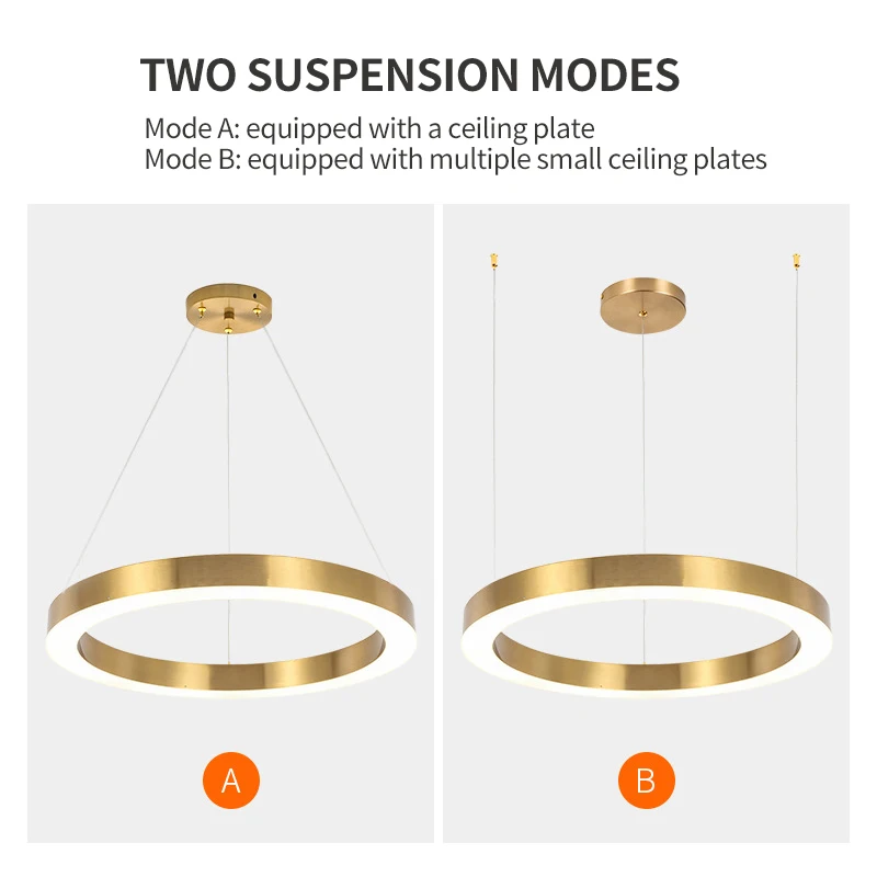 Home Decor Led Round Linear Fixture Acrylic Chandeliers Pendant Lighting for Hotel Lobby Restaurant Lighting Chandelier