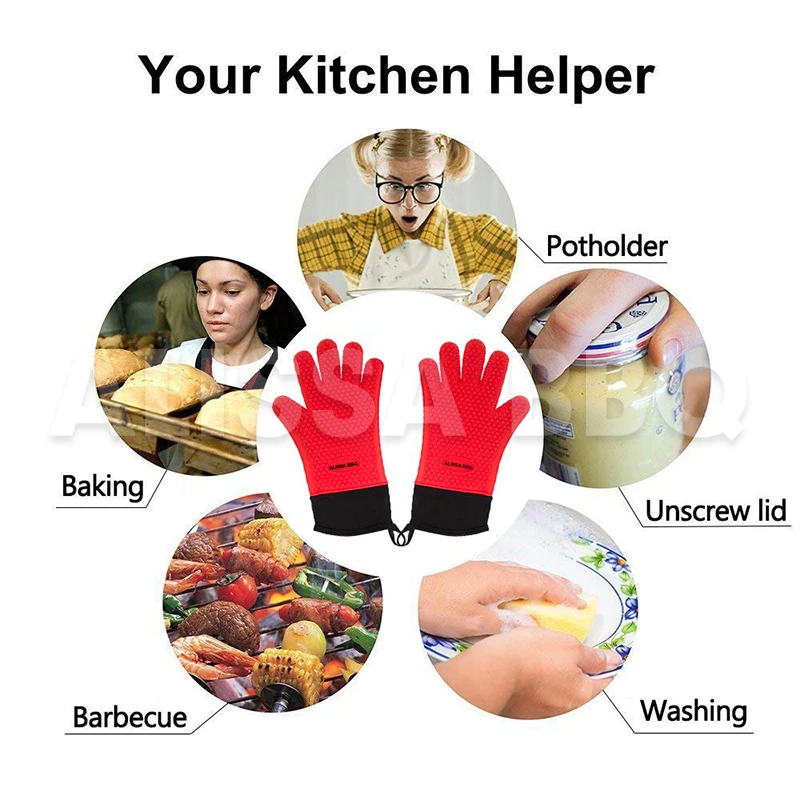 Silicone Cooking Kitchen Oven BBQ Grill Gloves Heat Resistant Hot Sale Products
