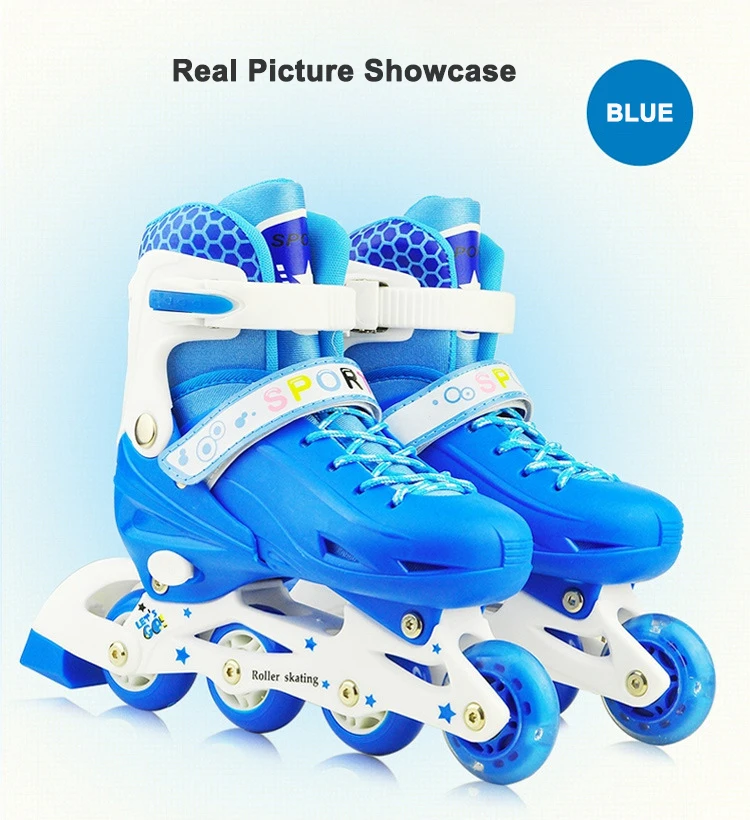 EACH Four PU Wheel Roller Skates Size Adjustable Flashing Children Roller shoes for kids adjustable 4 roller skate