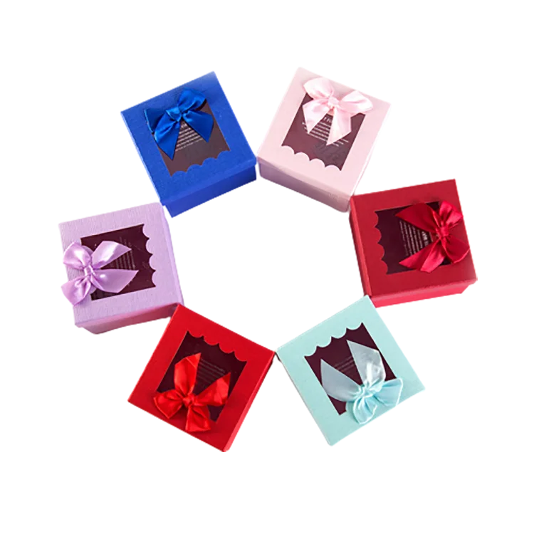 
Маленькая симпатичная картонная коробка с бантом и прозрачной крышкой для окна, прозрачная Розничная упаковка для красивых подарков 