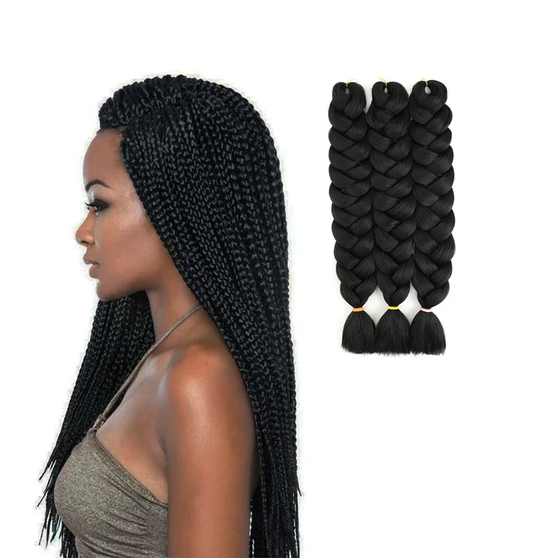 
Wholesale High Quality Fiber 24 Inches 100 Grams Customized Logo Expression Ombre Braiding in Hair Jumbo Braid Hair 