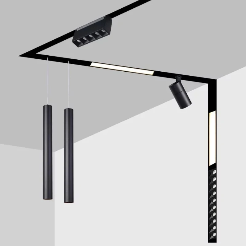Magnet Track Magnetic Light System Linear Rail Trimless 48V Volts Surface Rails Round DALI LED Magnetic Track Light