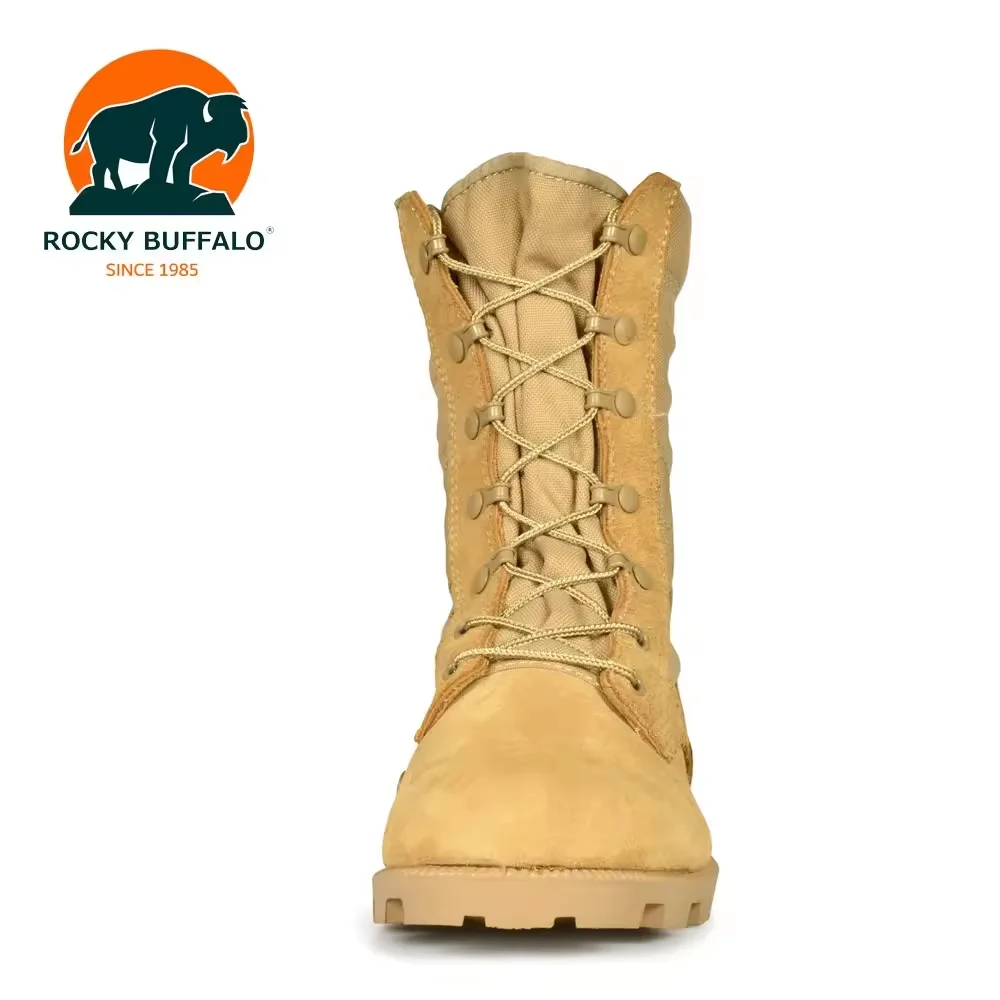 Rocky Buffalo Genuine DMS Tan Reverse Grain Cordura Steel Shank Rubber Outsole Unisex Summer/Winter/Spring Panama Construction