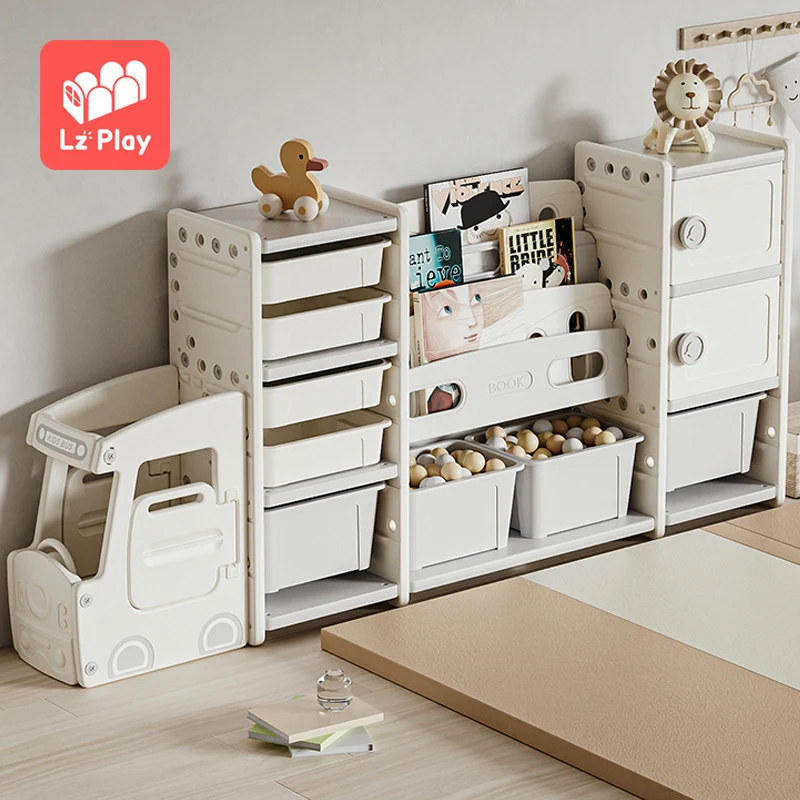 Kids Bus Toy Storage Cabinets Children Bedroom Kindergarten Furniture Sets Toys Baby Plastic Clothes Organization Box