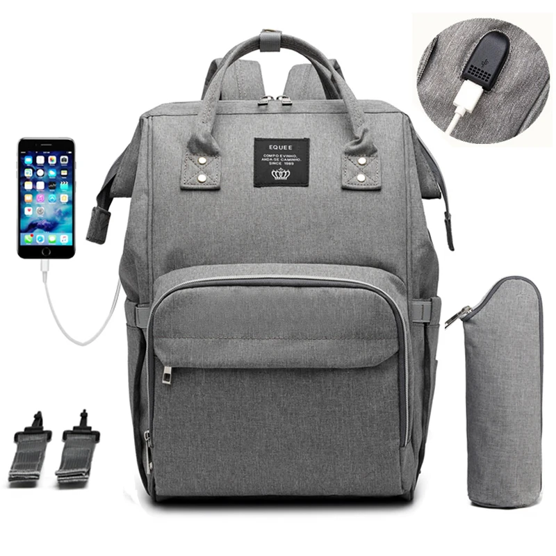 Wholesale Mommy Stroller Bags USB Large Capacity Waterproof Nappy Bag Baby Backpack Diaper Bag  Mom Backpack