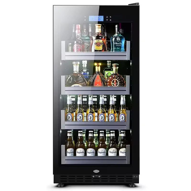 Low noise upgrade compressor cooler 208L counter with lock and key ordering area glass door wine refrigerator