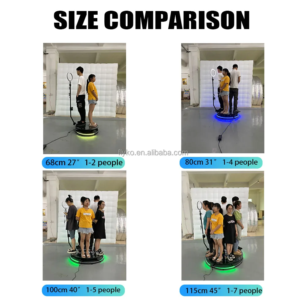 360 degre portable photo booth Fill light machine camera ipad selfie video Free accessories for 1-5 People with Flight Case