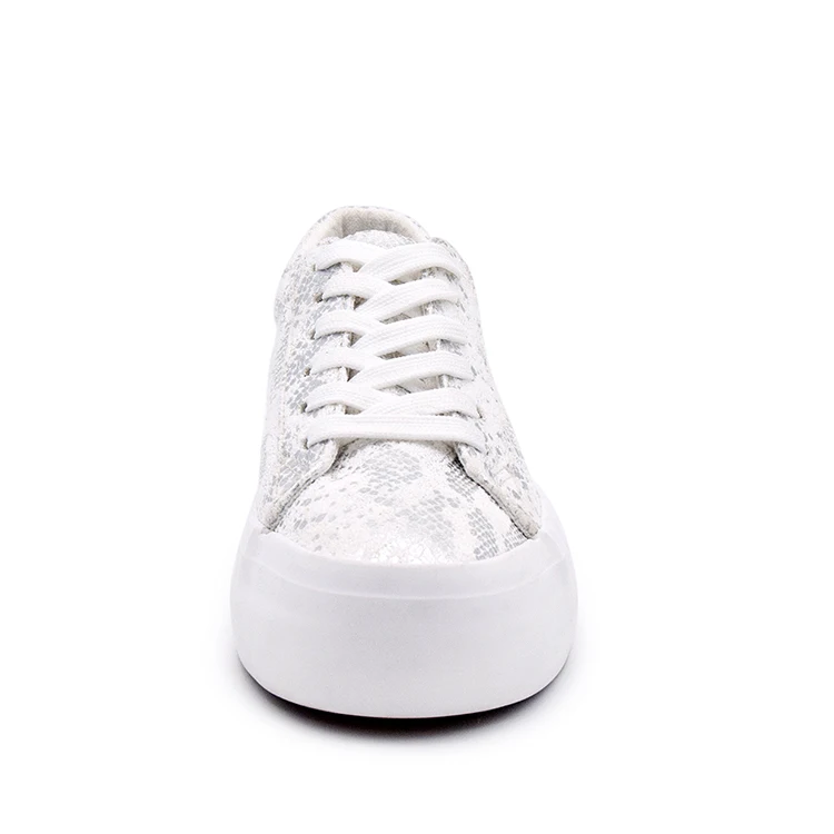 New arrivals chunky snake fabric upper women sneakers luxury white shoes outdoor walking style flat shoes for ladies