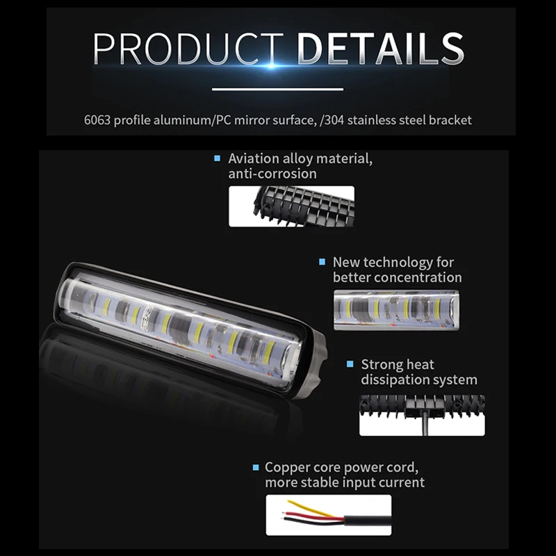 7 Inch 18W LED Strobe Light Bar Headlight Lens Flash Daytime Running Lamp Truck Work Lights Spotlight Car Accessories 12V 24V