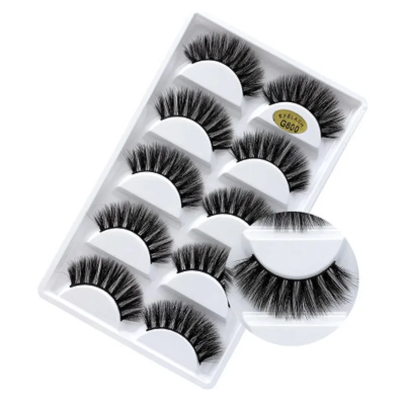 3D curling boom thick layers mink feel 5pairs nature hand made artificial mink false eye lash set