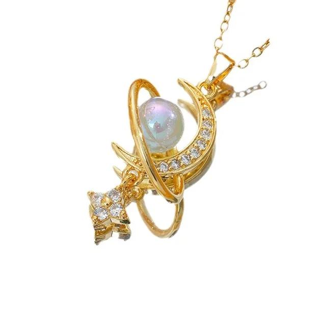 Pearl Star River Necklace Everything High-Grade Sense Light Luxury Clavicle Chain Moon Stars