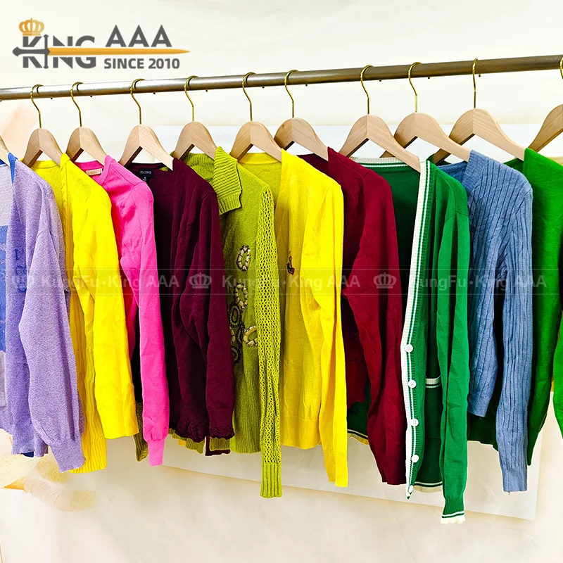 ladies cardigan knitwear long sleeves used sweaters second hand clothing cheapest price wholesale used clothes in georgia