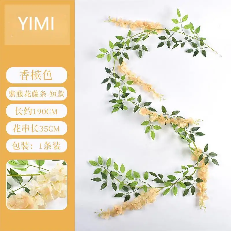 1.9m 5 sprig Romantic Rural Style Artificial Flowers Vine Plastic Flowers Living Room Wall Wedding Decoration