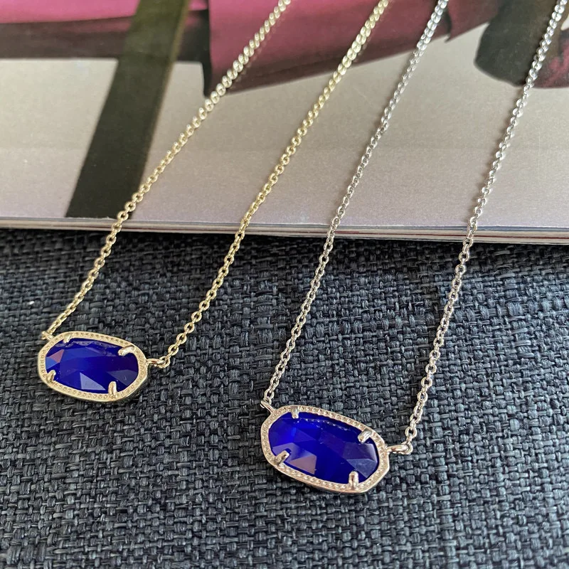 High Quality Hot Selling Blue Cat Eyes Necklace Blue Necklace Gold Plated Silver Plated Fashion Women Jewelry With KS logo