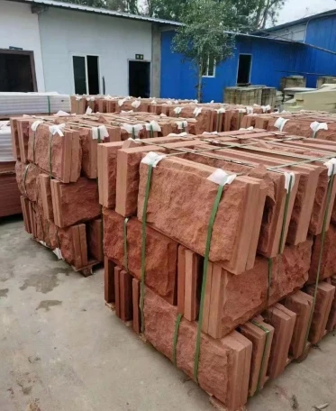Natural China Pure Red Sandstone Slabs Tiles Pavers Coping Stone Honed Bushhammered