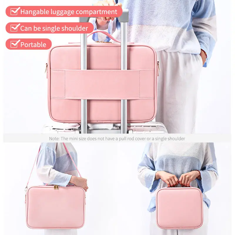 Large capacity travel portable professional make up storage cosmetic brush organizer makeup kit artist train case bag for women