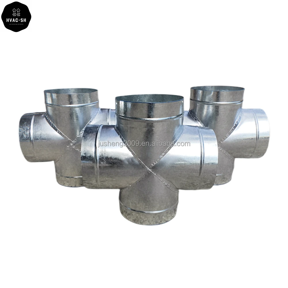 Galvanized Material and  White Iron Duct Tee Joint Spiral Duct Tap Ventilation  Exhaust Duct Lateral Tee