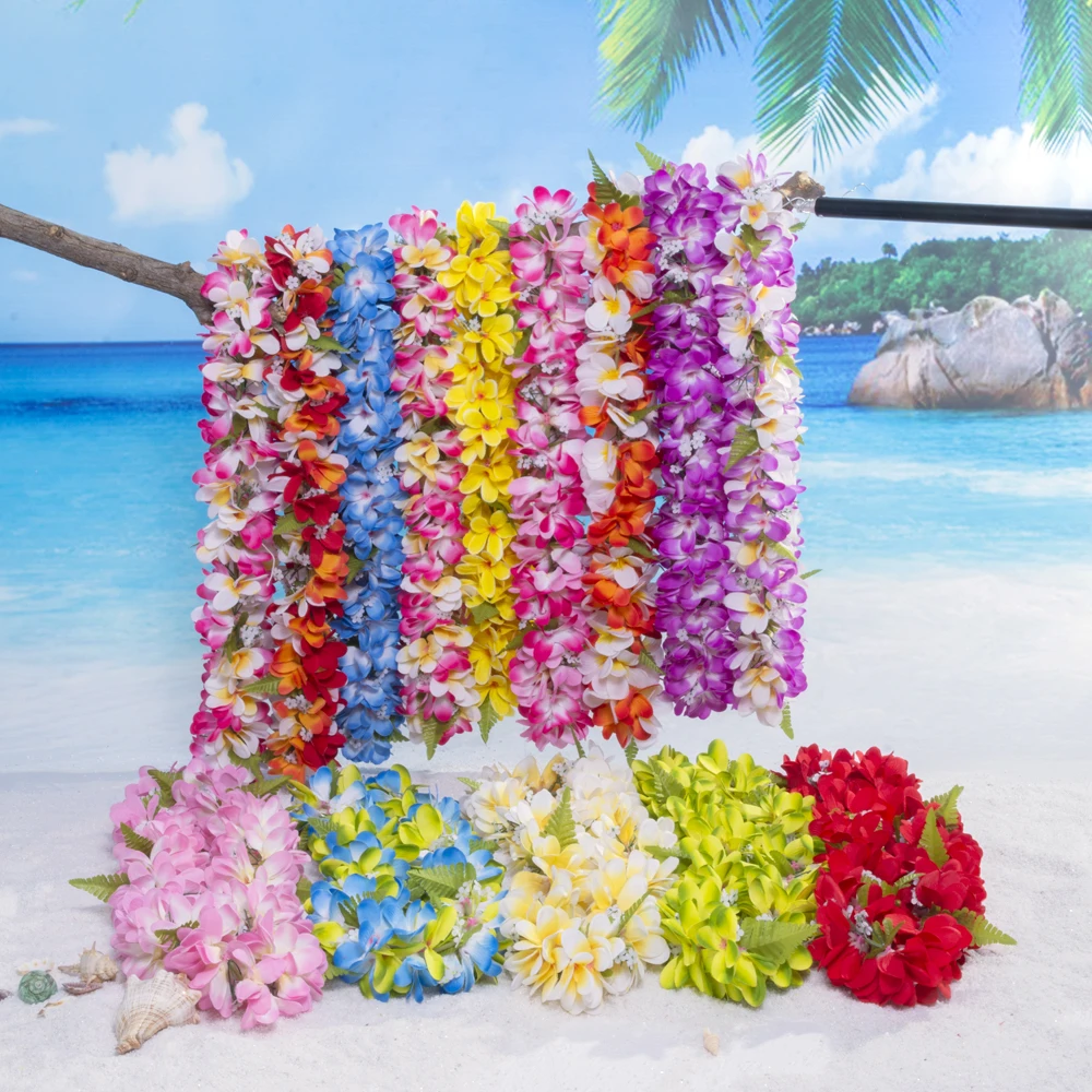 Artificial Silk Plumeria Lei KN-hl007s Hawaii Hula Dancer Tropical Flower Party Woman Necklace Floral Wedding Wreath