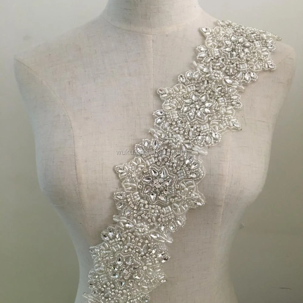 wuku handmake encrusted beads crystal pearls haute couture trims belt chain