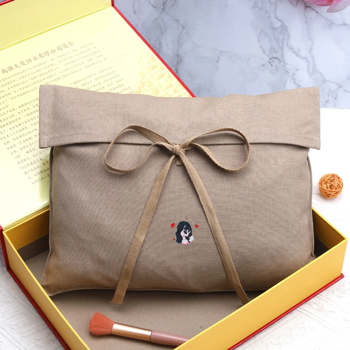 Reusable Custom Logo Printed Brown Cotton Linen Envelope Handbag Dust Bag Soild Scarf T-shirt Clothes Storage Muslin Pouch