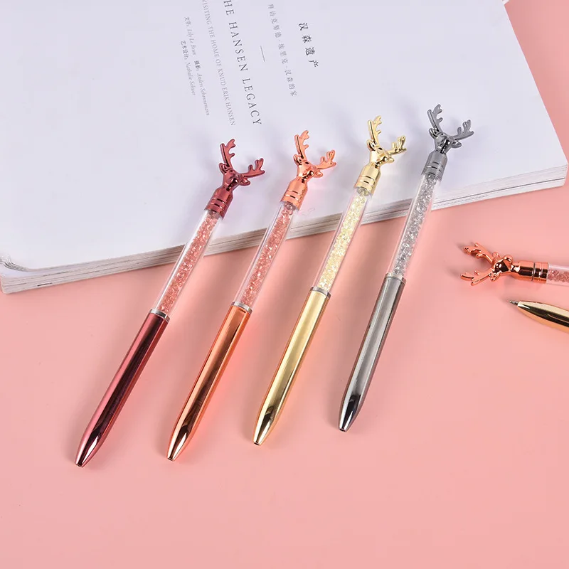 Creative metallic sense Crystal Diamond ballpoint pen Premium uv plated color ins signature 0.7mm blue gel pen
