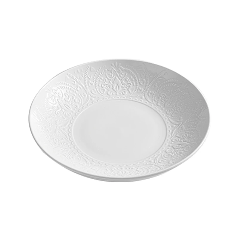 Royal Ware Horeca Wholesale Hotel Wedding White Porcelain Ceramic Round Shallow Dinner And Dessert Plates