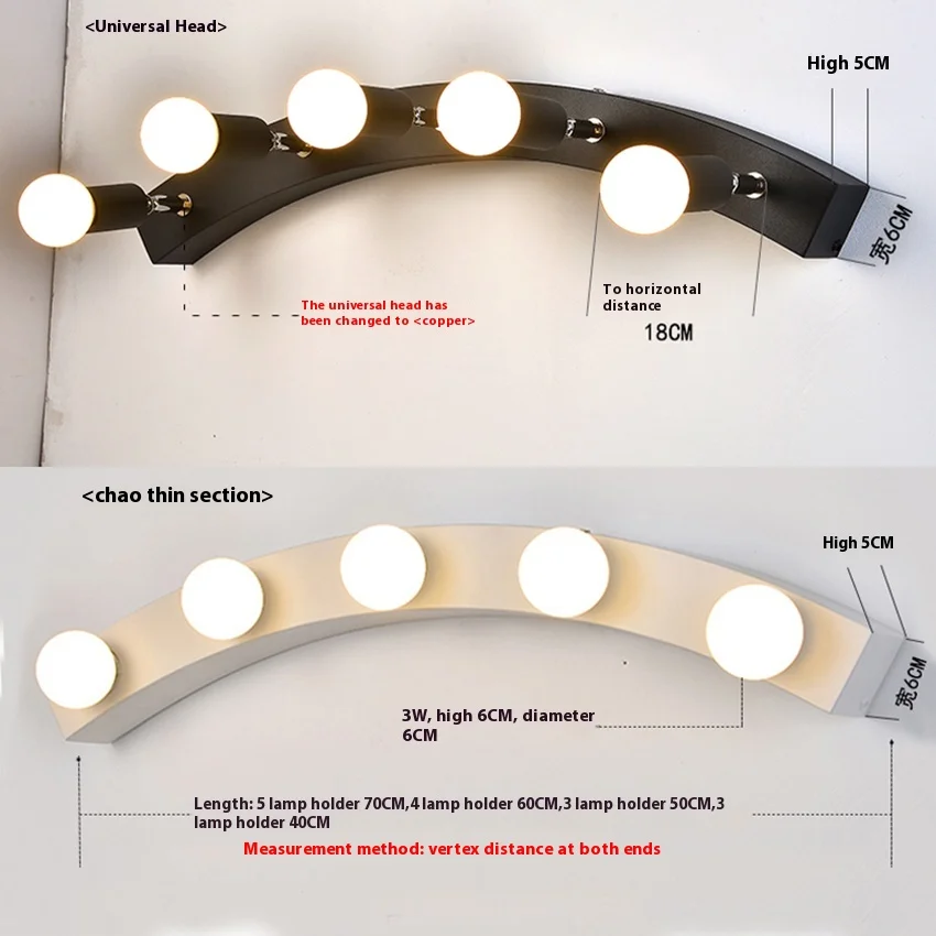 Wholesale Modern LED Lighted Hollywood Vanity Makeup Mirror front lamp Curved Design for Home  Bathroom Use