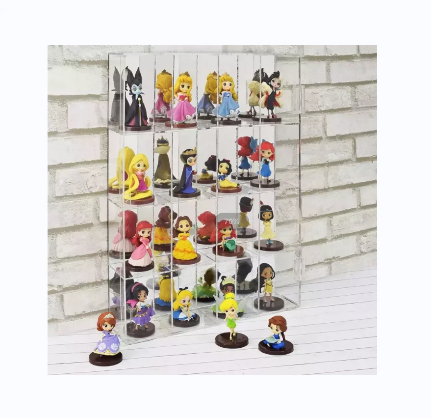 Mirrored Back Acrylic Display Rack Organizer Storage Box For Figure Toys Mini Figures And Rock Stone With 16 Compartments