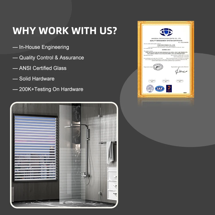 CKB OEM ODM Bathroom Chrome Clear Tempered Glass Shower Door Frameless Panel Stand Up Shower