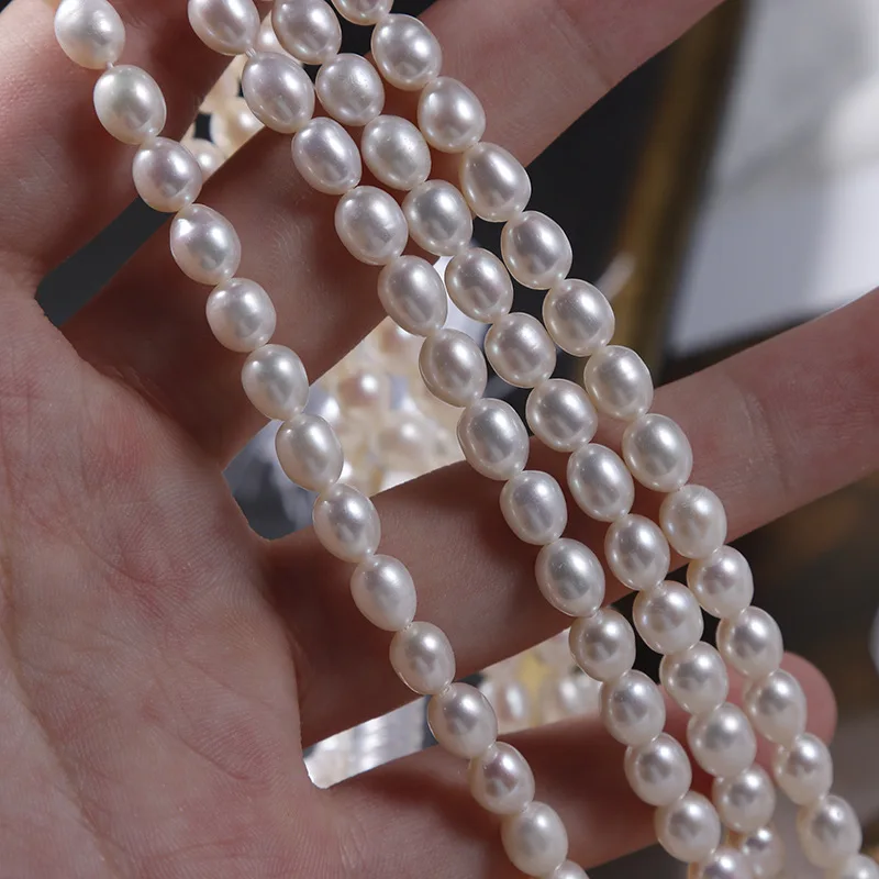 AAAAANatural freshwater pearl real rice bead pearls white 5-6mm Stands for jewelry making diy Loose beads wholesale