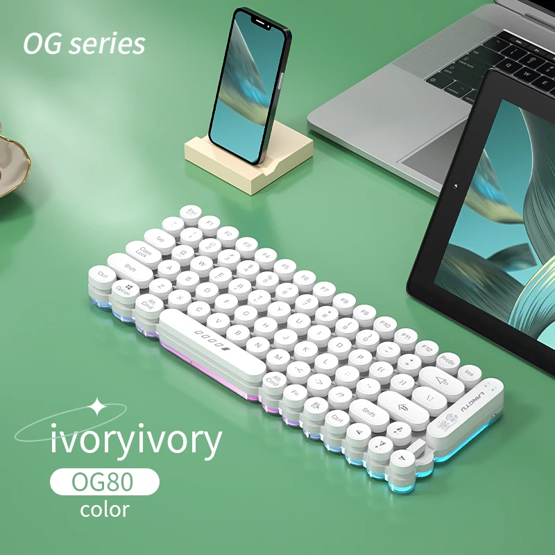 OG80 двухцветная Проводная клавиатура typeC/Беспроводная мембранная клавиатура в стиле панк, тонкая Бесшумная Водонепроницаемая подсветка, аксессуары для игровых компьютеров и ноутбуков