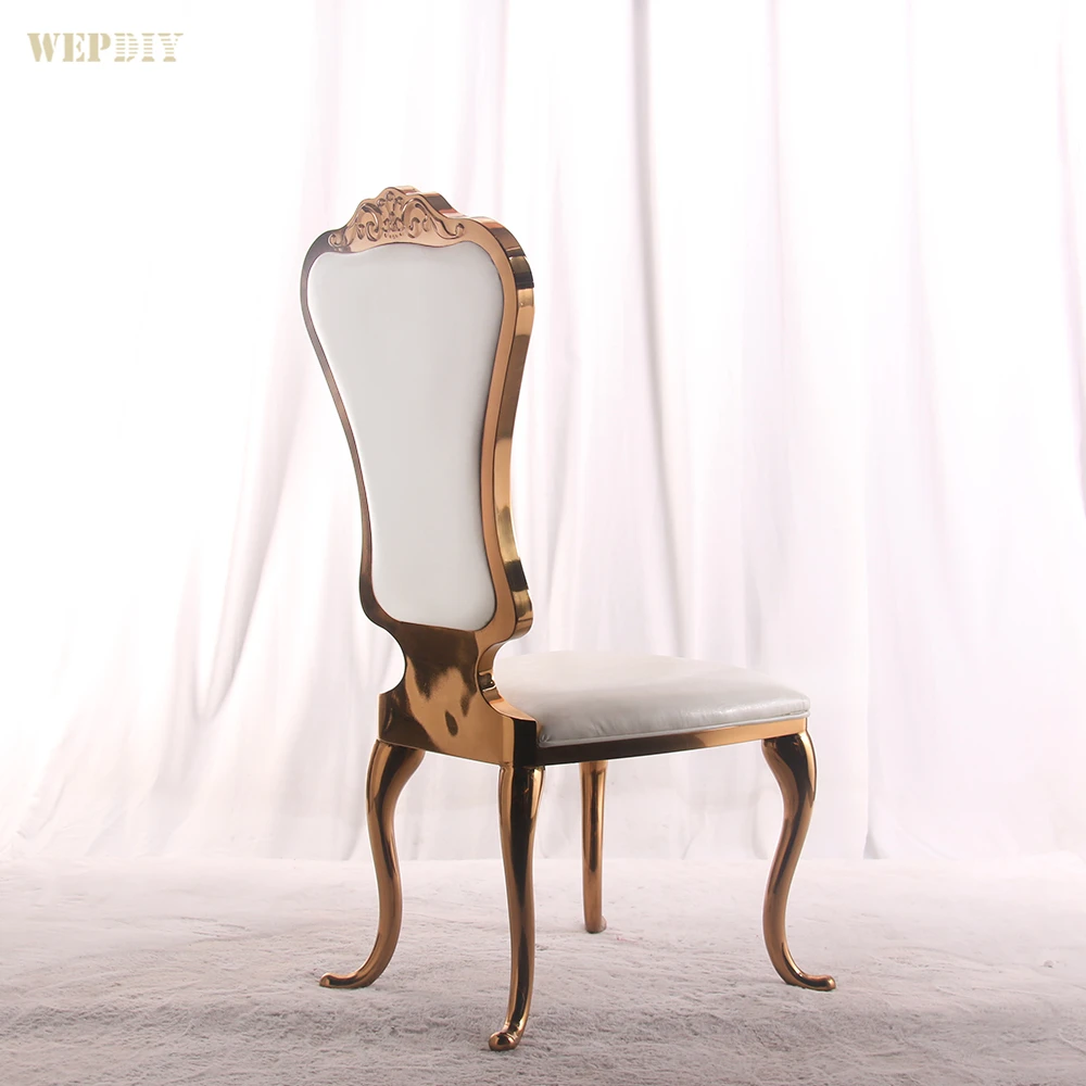 Luxury Gold Leather Dining Chair for Wedding Reception for Outdoor Events and Banquets Stainless Steel for Hotels Weddings