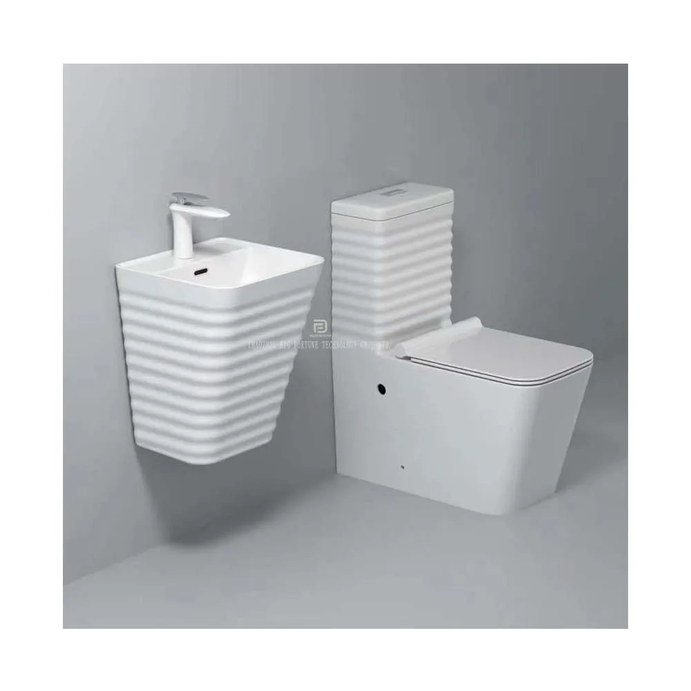 New Style Washdown Wc Ceramic One-piece Square Toilet White Color Sanitary Ware Bathroom Toilet Set