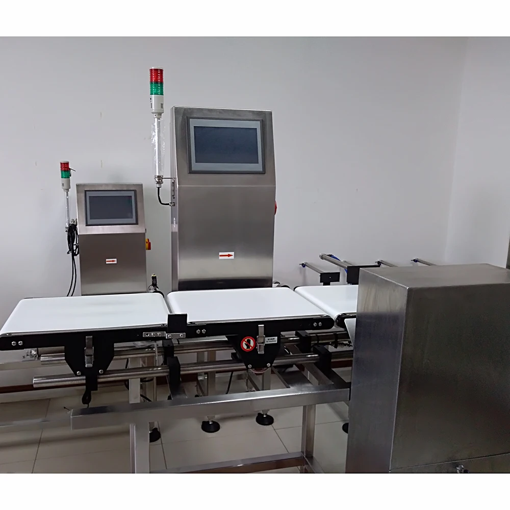 Automatic belt conveyor dynamic check weigher for food industry with pusher