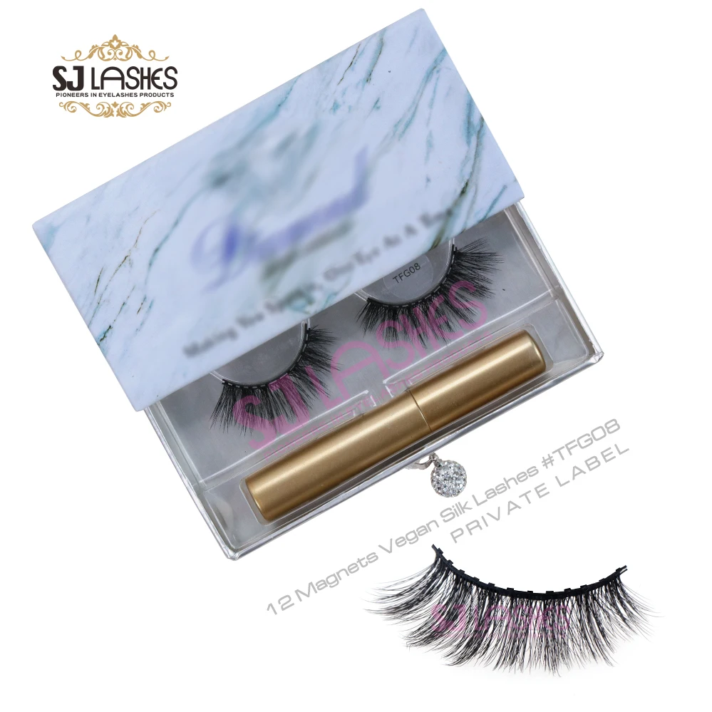 Private Label Wholesale Natural 3d Magnetic Lashes With Invisible Magnetic Band Magnetic Eyelashes Set False Eyeliner Eyelashes