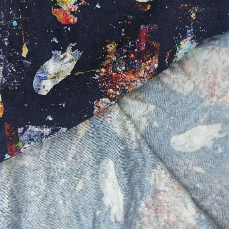 Digital Printing Textile Fabrics Wholesale No Moq Design Your Pattern Bamboo Jersey Fiber Fabric